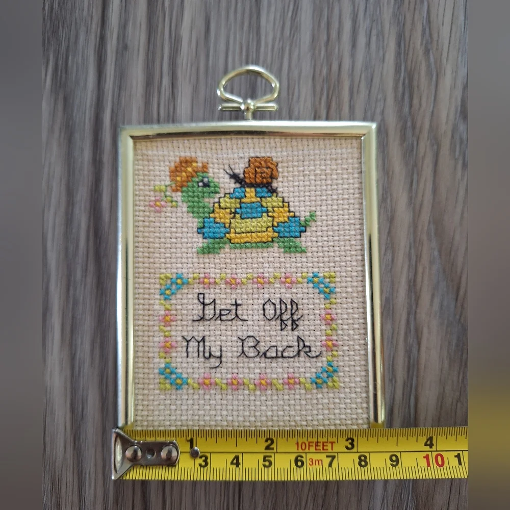 Framed Vintage‎ Cross Stick Turtle And Snail - Picture 4 of 4